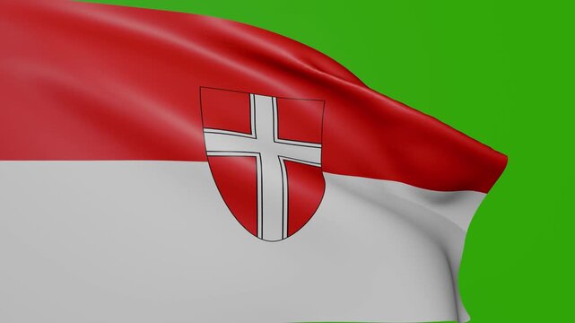 Flag of Vienna, Austria with Coat of Arms waving on green screen. Vienna State flag. 