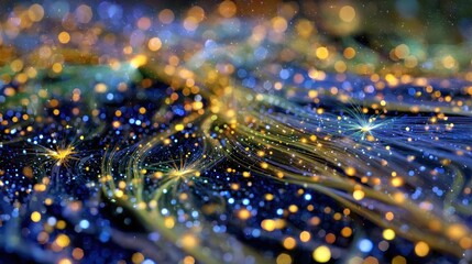 Bokeh lights weave across a dark plane, creating a dreamy abstractscape