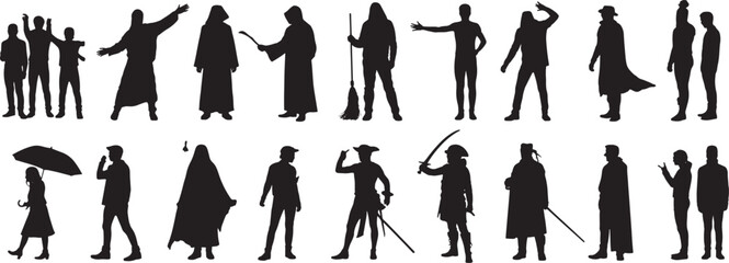 Fototapeta premium Silhouette of people isolated on white background for various design use
