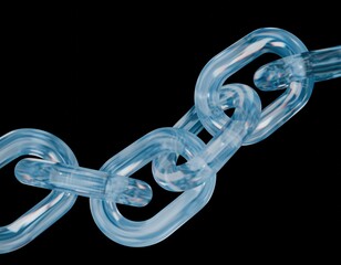 chain links on black background dispersed glass 3d render