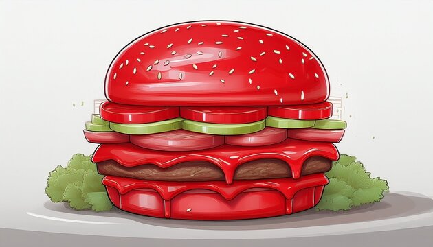 the red hamberger on white background for food or health concept 3d rendering