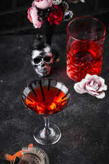 Spooky red Halloween monster cocktail