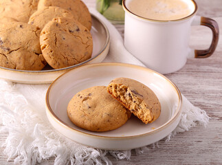 Peanut butter cookies with chocolate