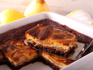 Chocolate and pear bake dessert