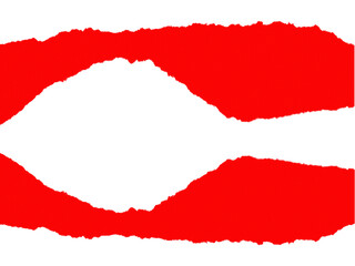 Abstract red and white striped pattern with central white cutout and black borders