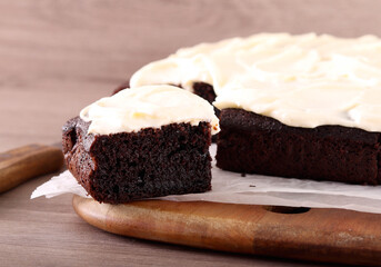 Guiness, beetroot and chocolate cake, served