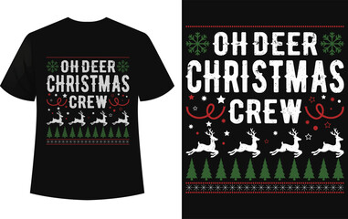 Oh Deer Christmas Crew Reindeer T-Shirt Design