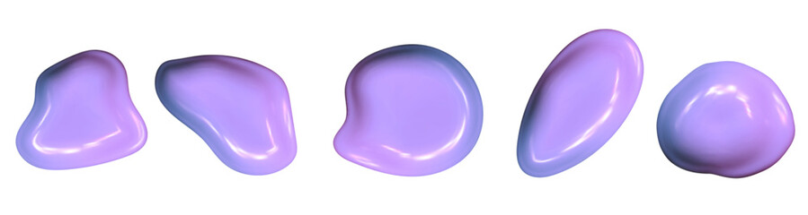 Glossy 3D blob in chrome texture with liquid shine. Abstract purple shape reflecting Y2K vibe and futuristic 3D chrome liquid mood.