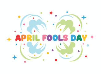 Celebrate April Fools Day with a flat vector illustration that features text springing out