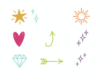 Naklejka premium Sparkling star icon set featuring various stars, constellations, and galaxies, part of a sparkles and stars collection