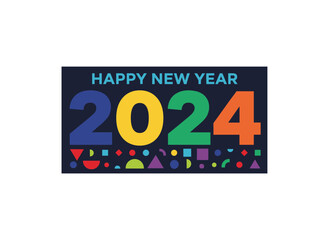 Obraz premium Vector illustration of a colorful, trendy Happy New Year 2023 design featuring a 2023 calendar