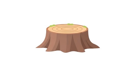 A stylized cartoonish illustration of a light brown tree stump with a textured circular top and rough bark on a white background