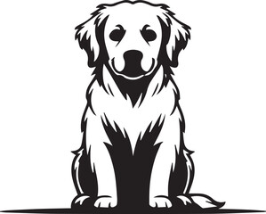 Black and white illustration of sitting puppy