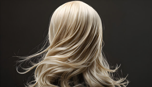 Blonde synthetic hairpiece for women against a dark backdrop