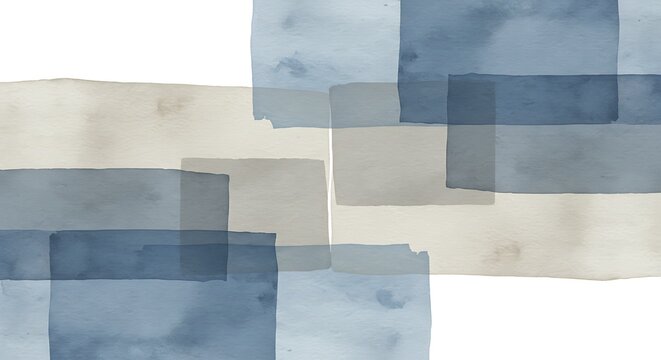 Abstract blue and gray watercolor shapes isolated on white background