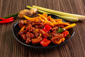 Roasted beef meat with vegetables