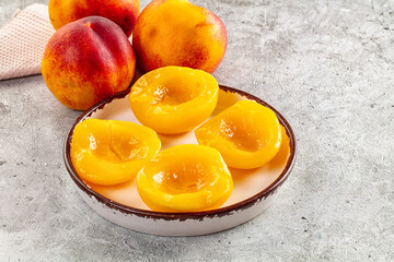 Sweet juicy canned peaches dessert