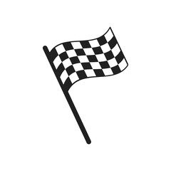 Fototapeta premium Checkered Finish Flag. Race flag isolated on a White Background. Rippled black and white crossed chequered banner.