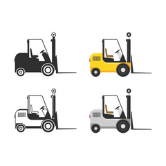 Forklift truck icon isolated on white background. Loader sign in flat style. Industry cargo equipment, fork lift and delivery, shipping concept.