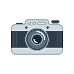Colorful retro camera icon with a vintage design. Classic lens and body style, ideal for photography or nostalgia-themed designs.