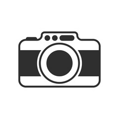 Photo camera icon in flat style design.