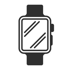Vector icon of a smartwatch with a simple, modern design. Minimalist style, featuring a rectangular screen and side button, ideal for wearable technology concepts.