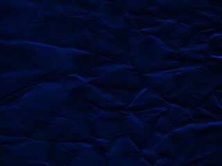 Dark Blue Crumpled Paper Texture Background with Wrinkles and Folds