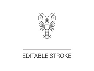 Striking lobster line art for seafood menus and coastal designs, editable stroke for easy customization on restaurant promotions.