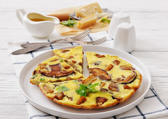 tasty porcini mushroom parmesan omelette, top view