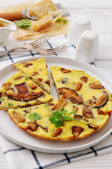 tasty porcini mushroom parmesan omelette, top view