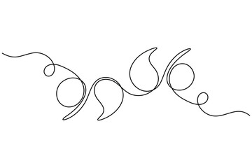 Speech quote mark continuous one line drawing on white background minimalist quotation outline vector illustration