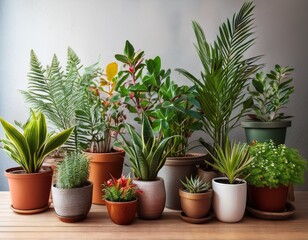 assorted potted plants with textures and colors for gardening and home decor