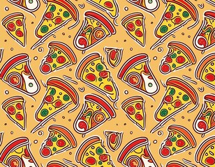 colorful pizza slice seamless pattern background design