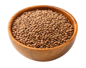 Fototapeta premium brown lentils isolated on transparent white background full depth of field clipping path