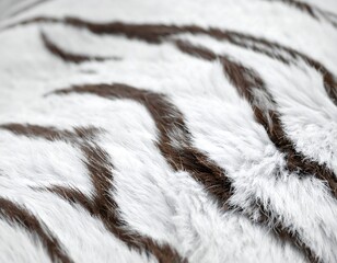 Close-up of white fur with dark brown stripes, textured detail