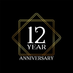 12 year anniversary wedding celebration design text vector illustration.