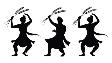 Celebrate vibrant harvest traditions with stunning folk dancers in silhouette, perfect for cultural events, global festivals, and joyful celebrations