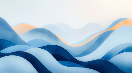 Abstract painting of soft wavy shapes in neutral colors