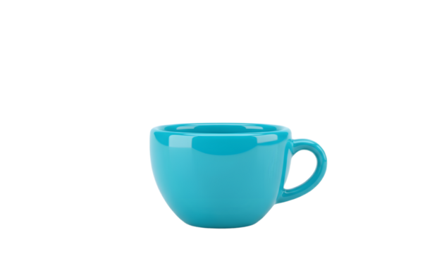 A vibrant blue teacup resting.