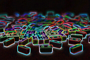 Block-shaped beads with a neon effect