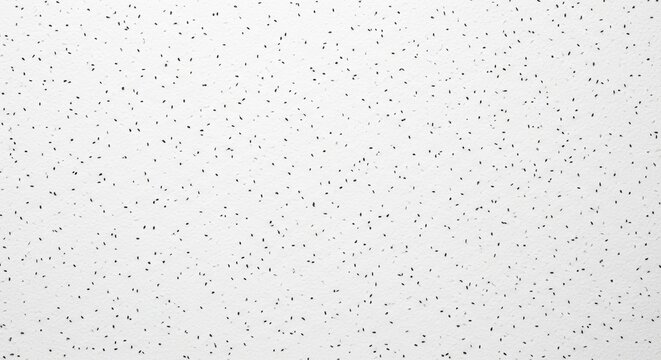 White speckled acoustic ceiling with textured surface and small black dots