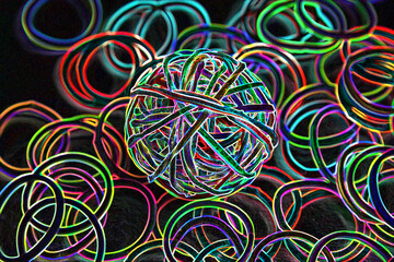 Elastic band sphere with color effects