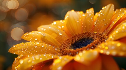 Sunflower with Dew Drops