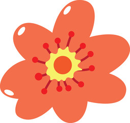 Flat simple orange flower design. hand drawn vector art of a flower