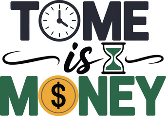 Time Is Money with Clock and Hourglass Financial Concept Graphic Element