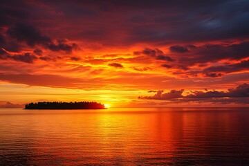 Dramatic sunset colors reflecting on water high resolution picture