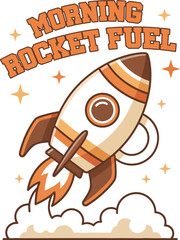 Energetic morning rocket launch illustration