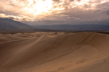 Mesquite Sand Dunes on cloudy day, Death Valley National Park, California