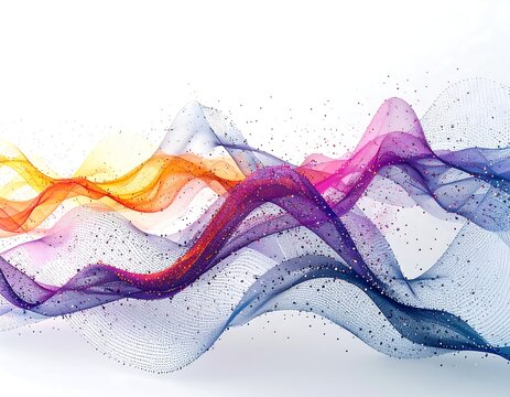 Colorful, flowing, abstract waveforms on a clean, white background