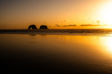 Sunset with Twin Rocks, Rockaway Beach, Oregon